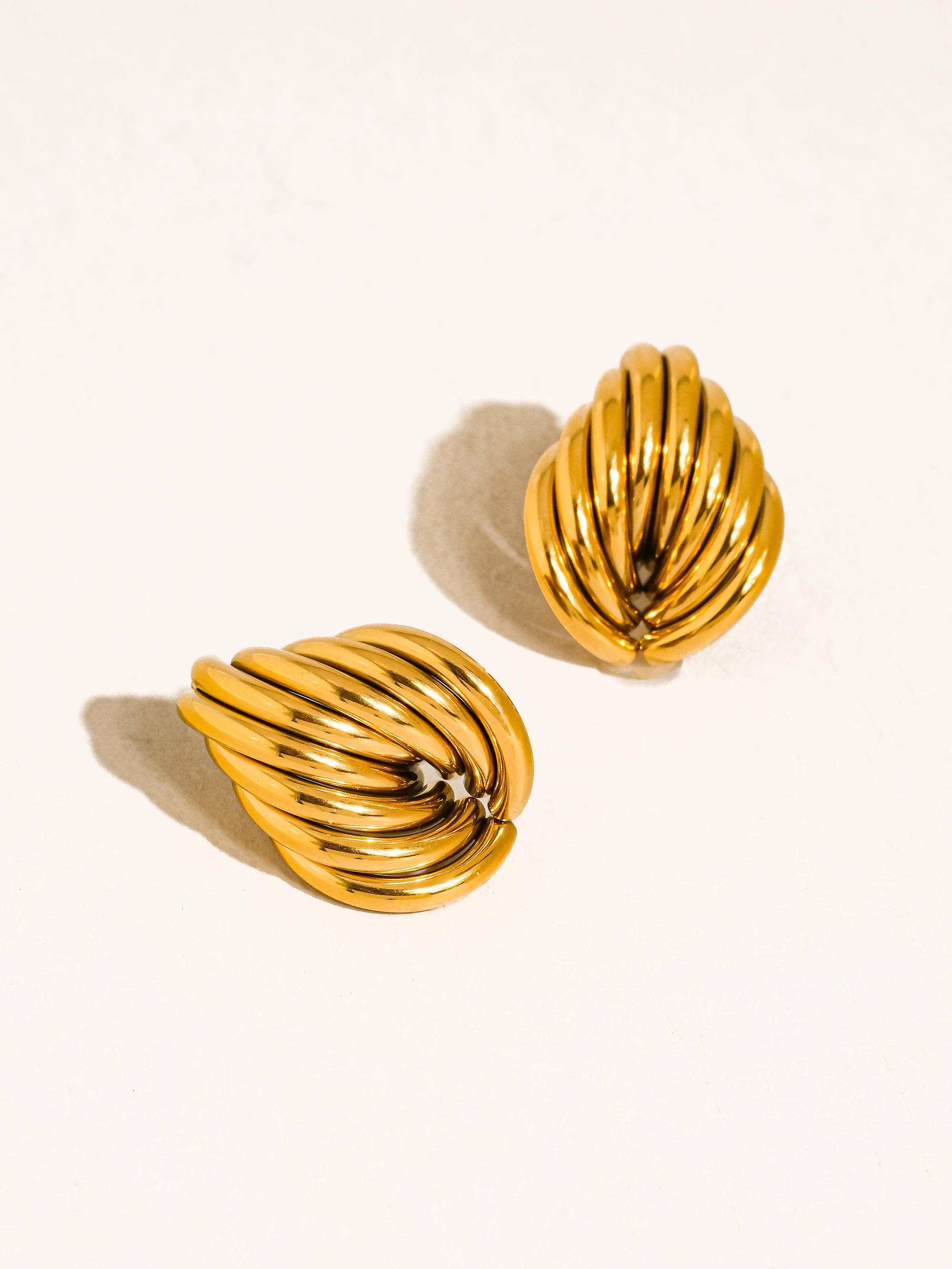 Lysandra Non-Tarnish Layered Teardrop Earrings-18K Gold Plated