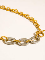 Lurette Non-Tarnish Two Tone Chain Necklace-18K Gold Silver Plated