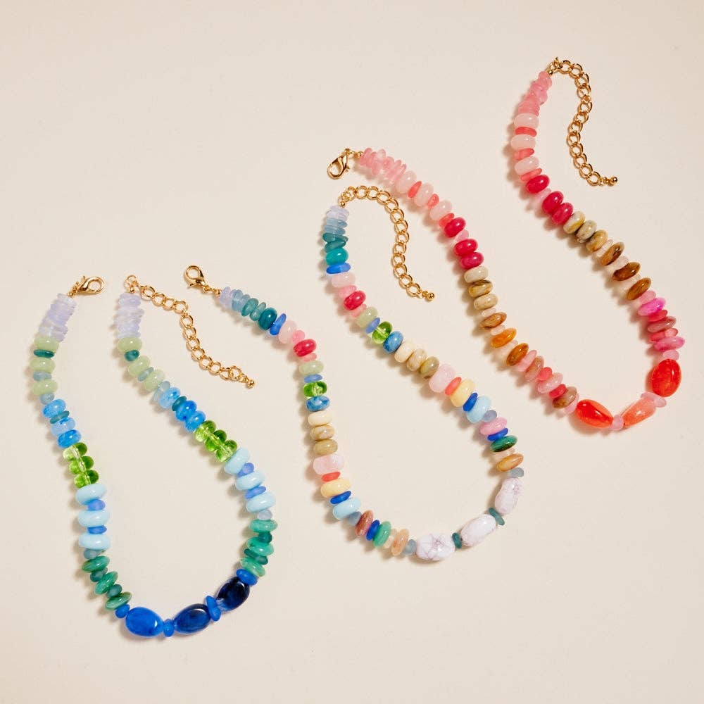 16 Inch Marbled Ombre Resin Bead Seaglass Necklace