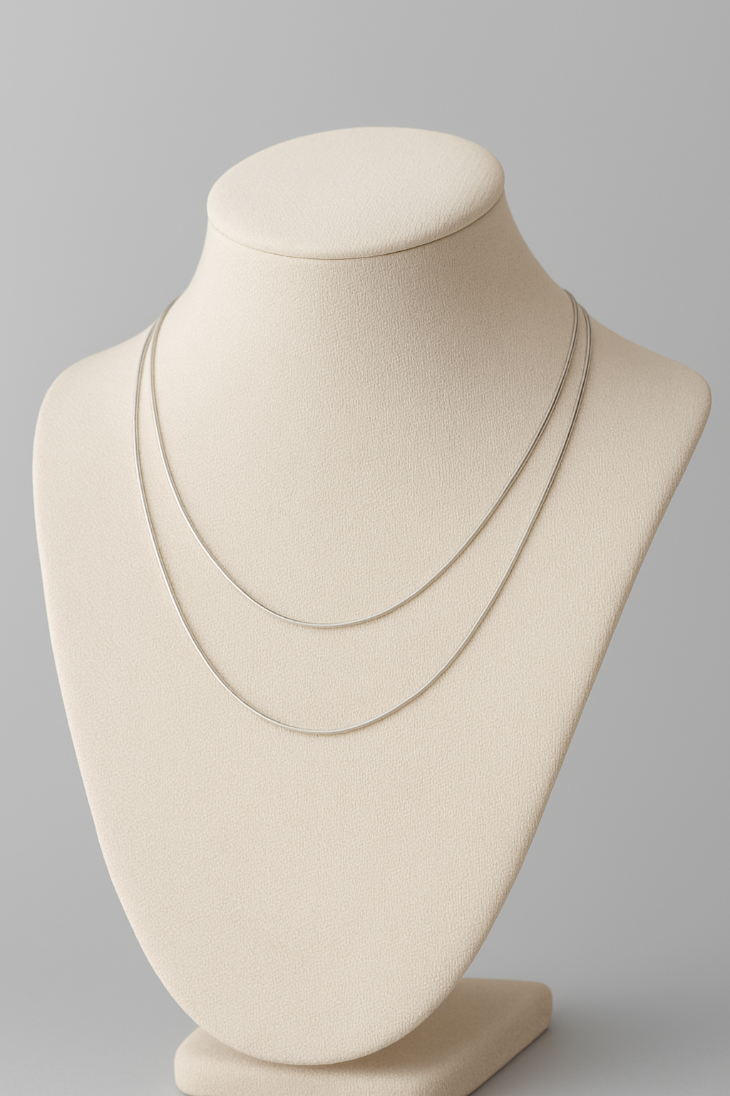 Non-Tarnish Double Layer Necklace - Rhodium