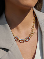 Lurette Non-Tarnish Two Tone Chain Necklace-18K Gold Silver Plated