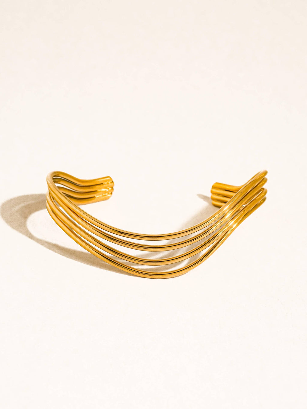 Eirlys Non-Tarnish Multi-Layer Open Cuff Bracelet-18K Gold Plated