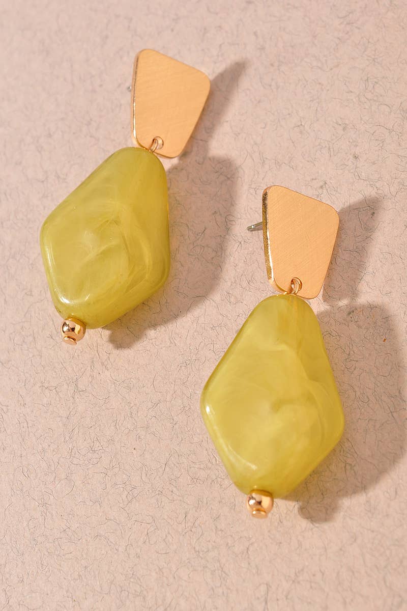 Gwen Marble Dangle Earrings-Olive