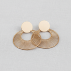 Twisted Circle Stud Earrings-Gold