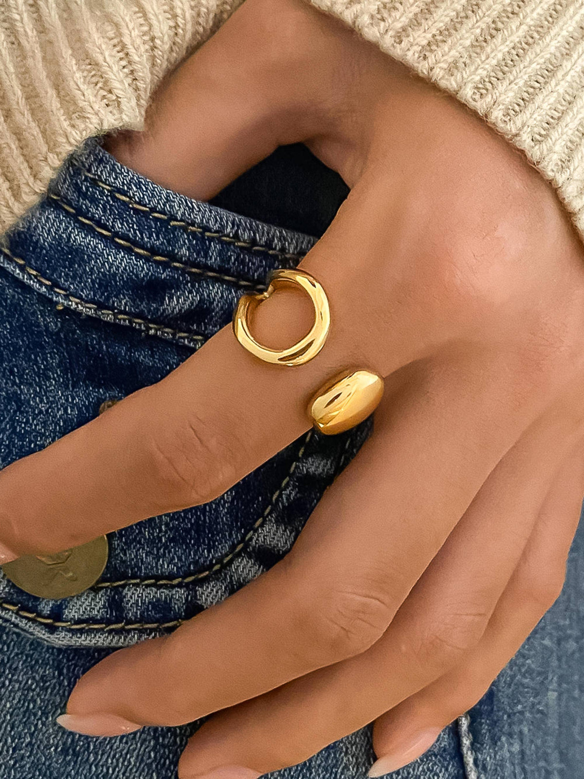 Florine Non-Tarnish Abstract Ring-18K Gold Plated