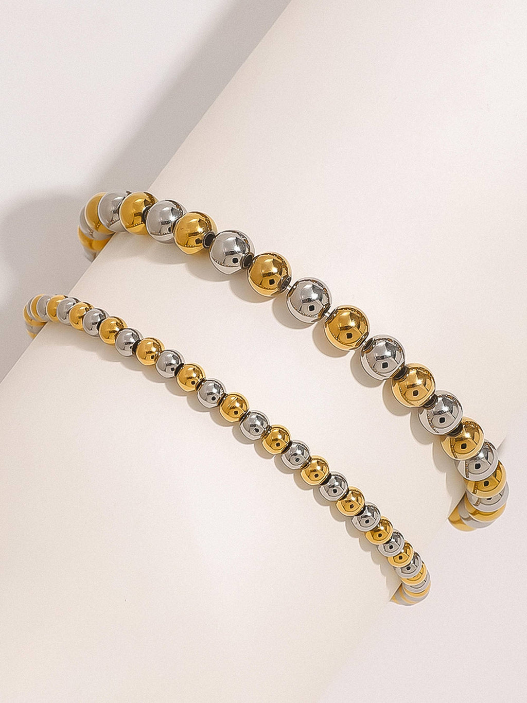 Perlisse Non-Tarnish Two Tone Beaded Bracelet-18K Gold Plated
