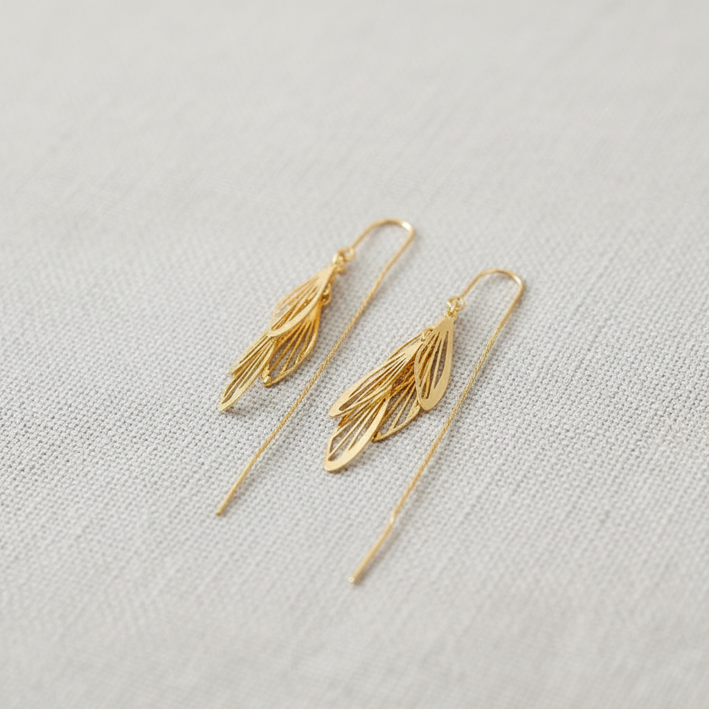 Leaf-Inspired Long Tassel Earrings