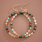 Clarissa Natural Stone Beaded Circle Drop Earrings