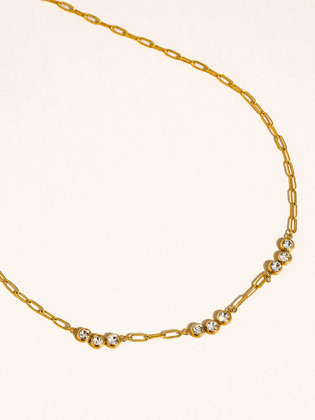 Éclaire Non-Tarnish CZ Station Chain Necklace-18K Gold Plated