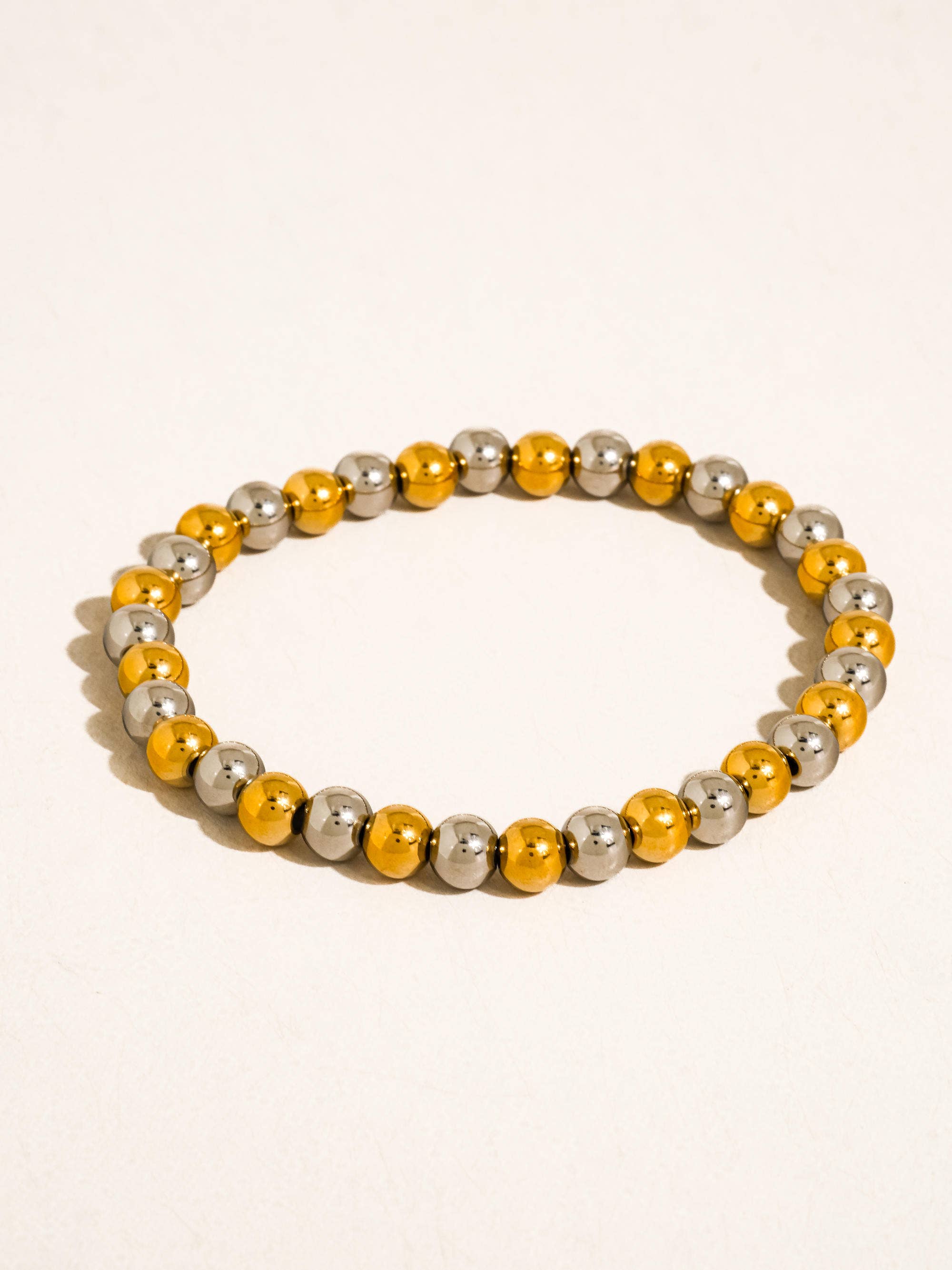 Perlisse Non-Tarnish Two Tone Beaded Bracelet-18K Gold Plated