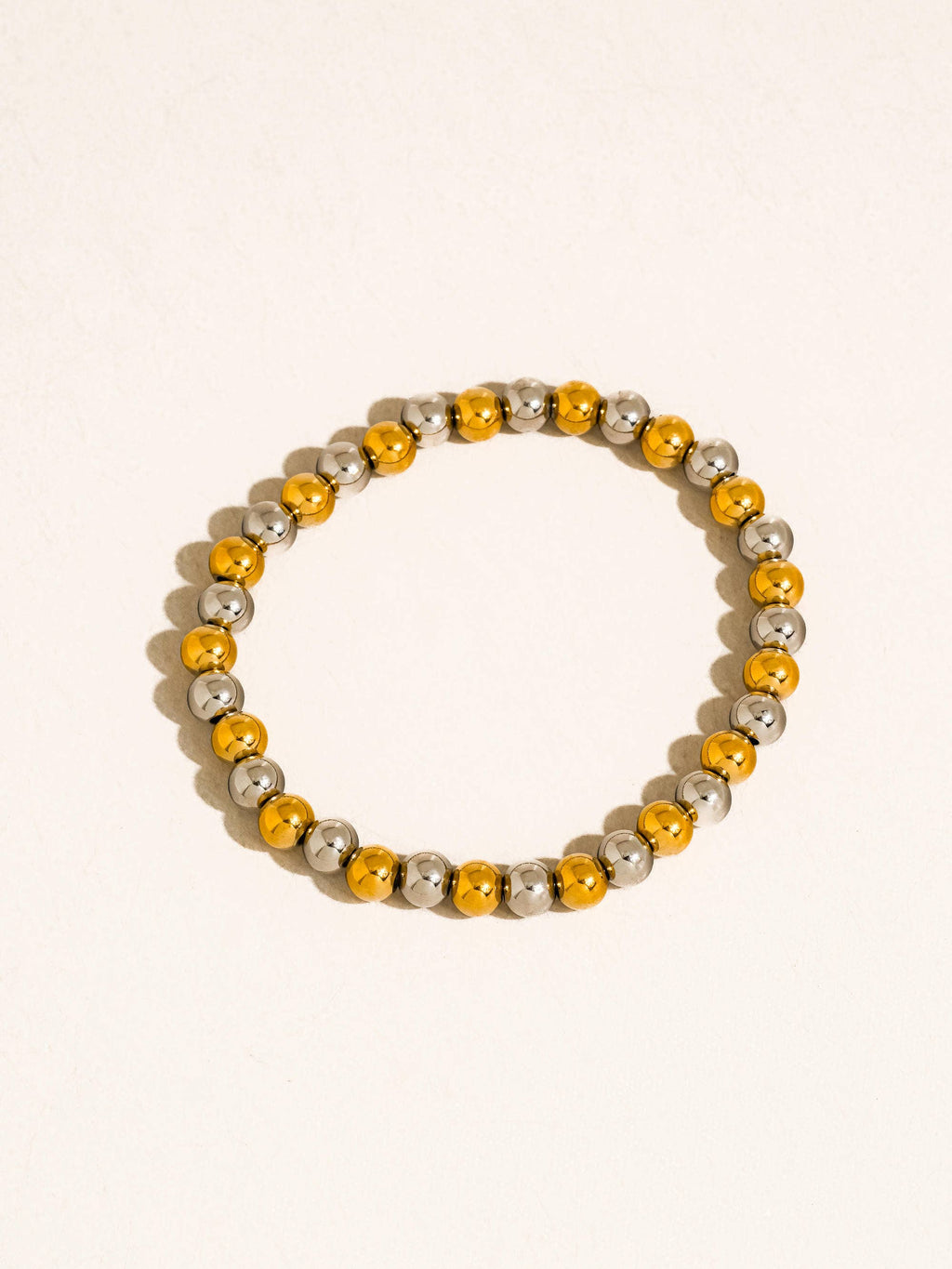 Perlisse Non-Tarnish Two Tone Beaded Bracelet-18K Gold Plated