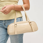 Athena Slim Baguette Shoulder Bag-Nude Vegan Leather
