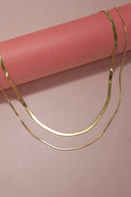 Multi Layer Herringbone Chain Necklace-18k Gold Dipped