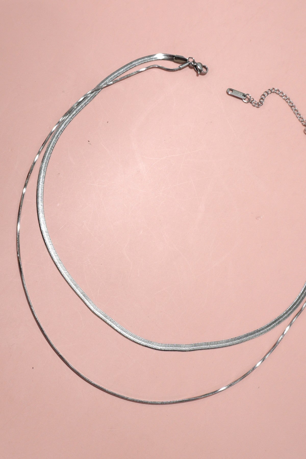 Multi Layer Herringbone Chain Necklace-Stainless Steel