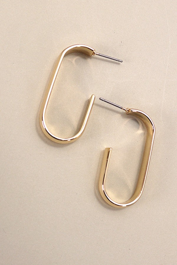 Classic Oval Hoop Earrings-Gold