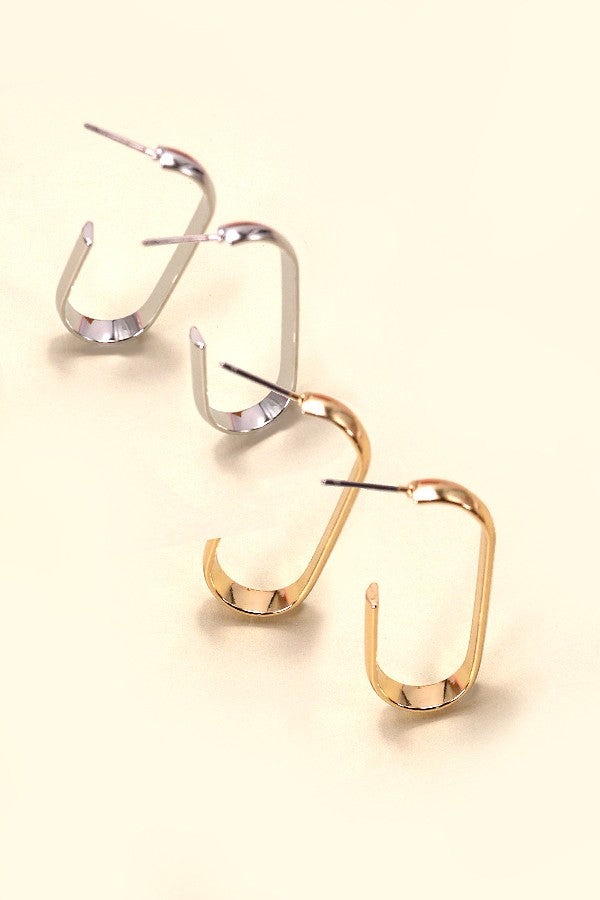 Classic Oval Hoop Earrings-Gold