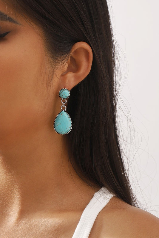 Western Retro Turquoise Tear Drop Earrings