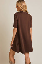 Polo Style Shortsleeve Dress-Brown