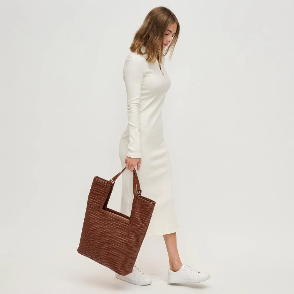 Vegan Leather Tote-Chocolate