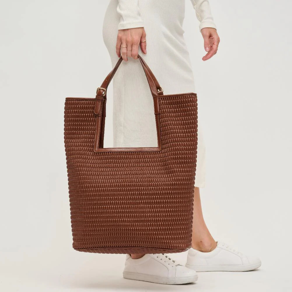 Vegan Leather Tote-Chocolate