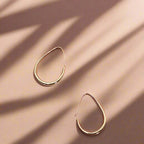 18K Non-Tarnish Thin Oval Hoops-Gold