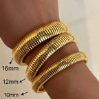 Alexa 18k Non-Tarnish Stretch Bangle Bracelet-Gold 12mm