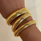 Alexa 18k Non-Tarnish Stretch Bangle Bracelet-Gold 12mm