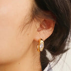 18K Non-Tarnish Classic Hoop with CZ Stone-Gold