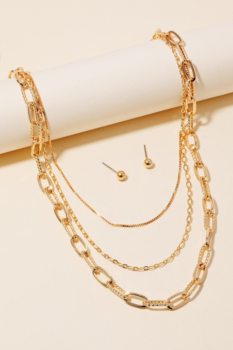 Alivia Mixed Layered Chain Necklace-Gold