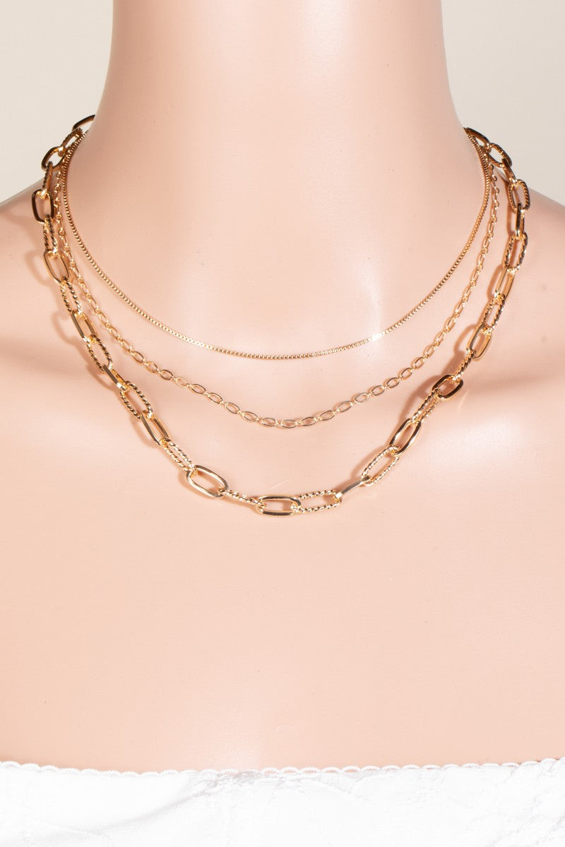 Alivia Mixed Layered Chain Necklace-Gold