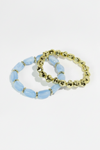 All Day Blue Small Beaded Gemstone Bracelet Set-14K Gold-Plated