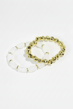 All Day Clear Beaded Small Gemstone Bracelet Set-14K Gold-Plated