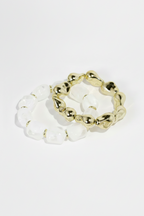 All Day Clear Beaded Large Gemstone Bracelet Set-14K Gold-Plated