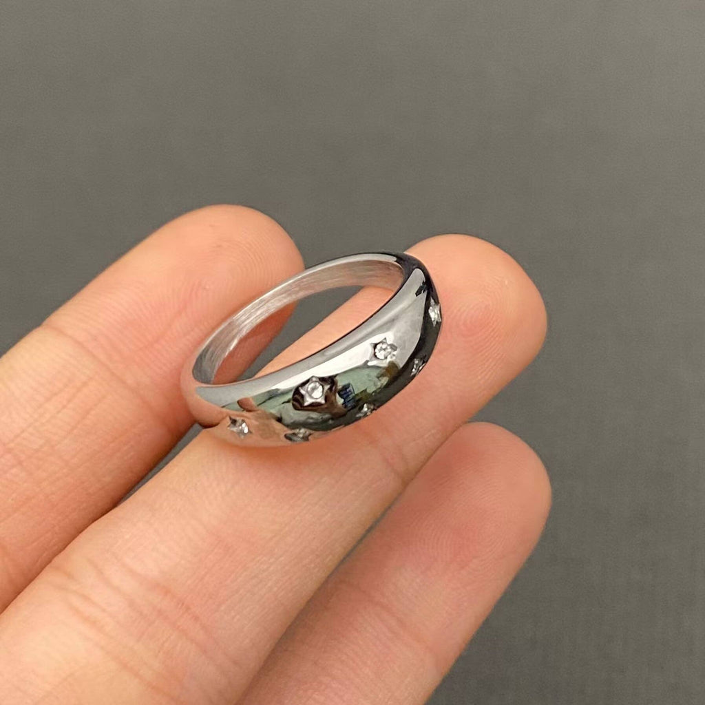 Non-Tarnish CZ Star Ring – Stainless Steel