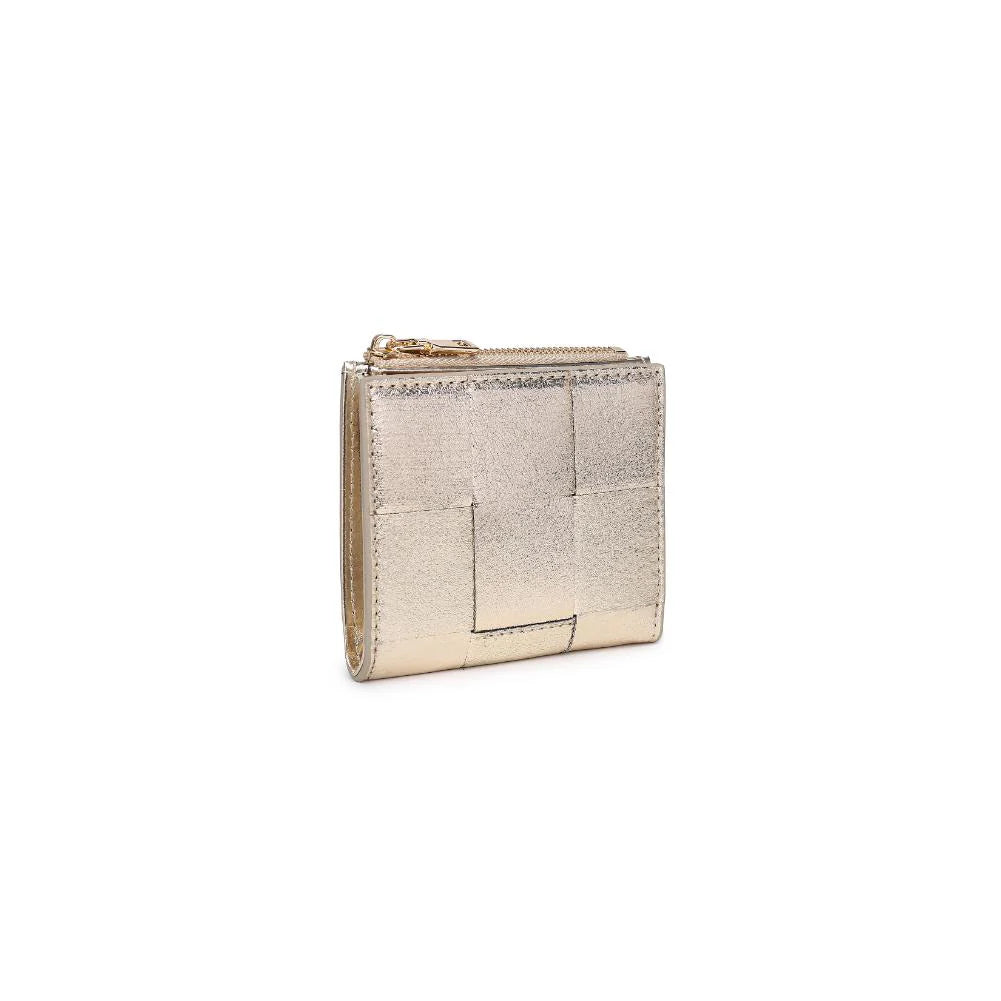 Vegan Leather Woven Wallet-Gold