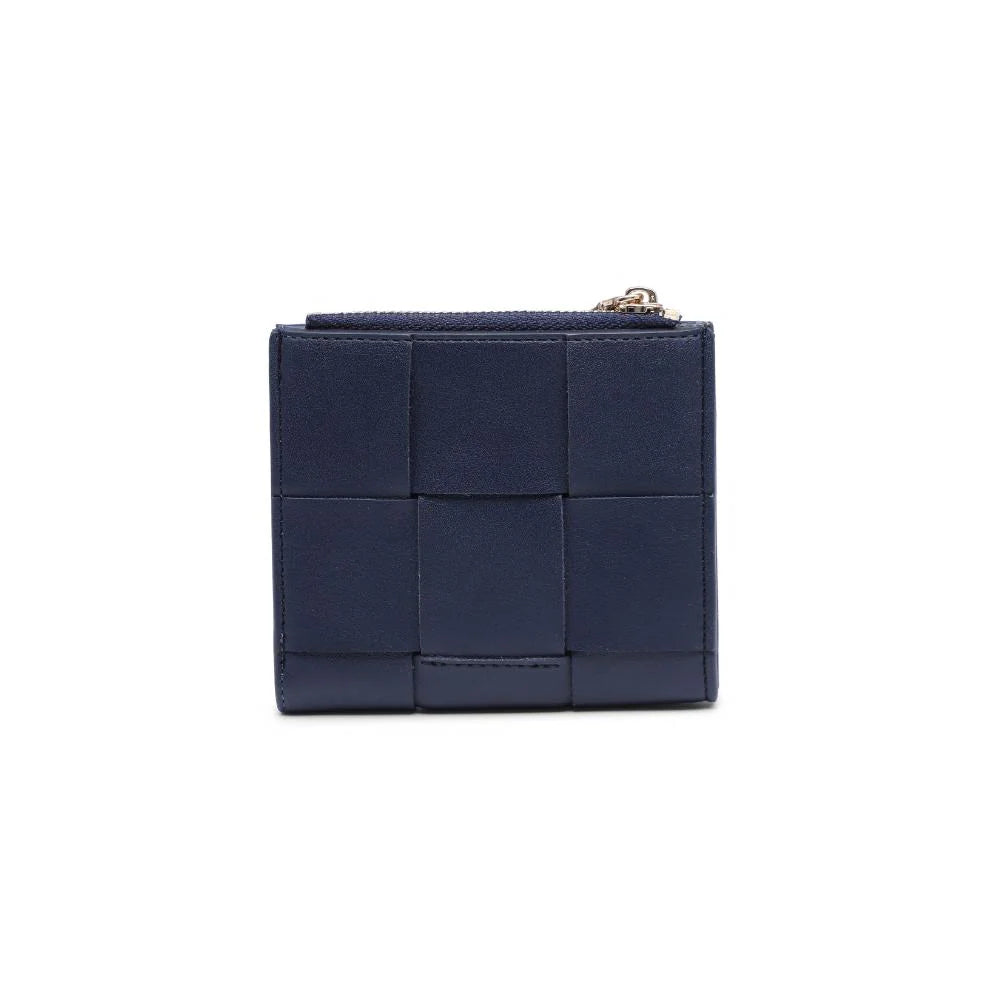 Vegan Leather Woven Wallet-Midnight Blue