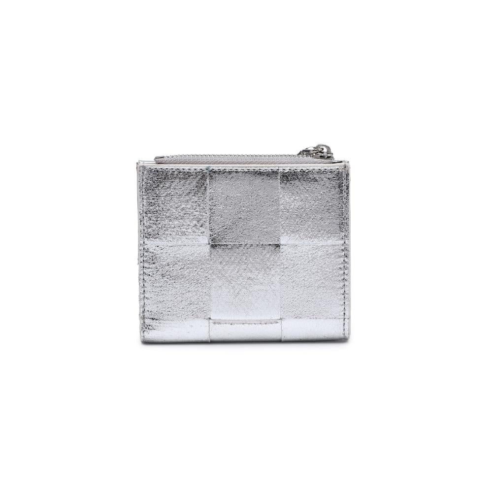 Vegan Leather Woven Wallet-Silver