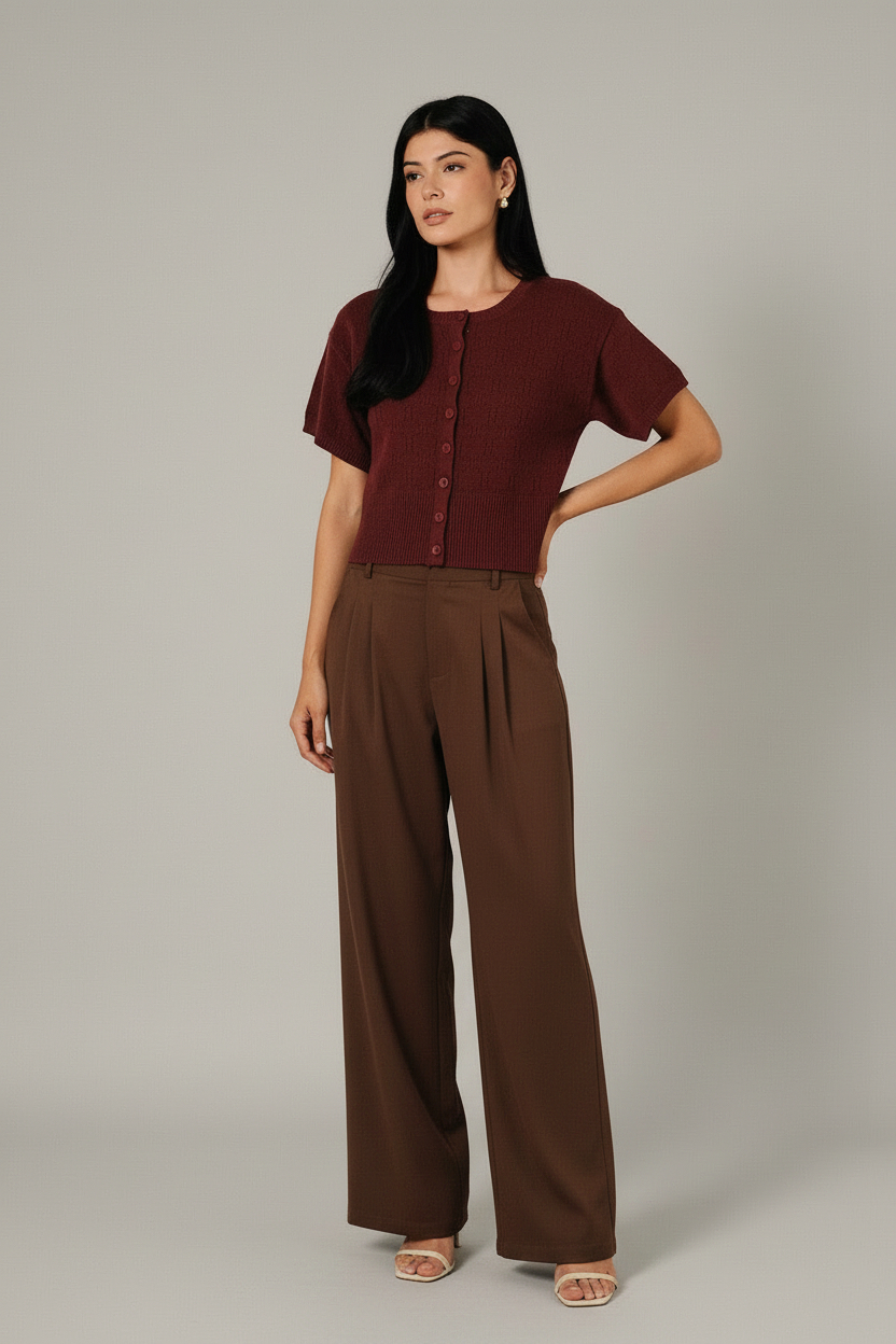 Andra Cropped Button Front Cardigan-Berry Pontelle