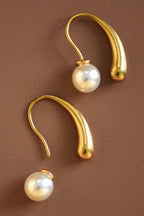 18K Gold Dipped Pearl Hoop Earrings