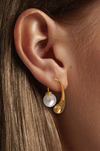 18K Gold Dipped Pearl Hoop Earrings