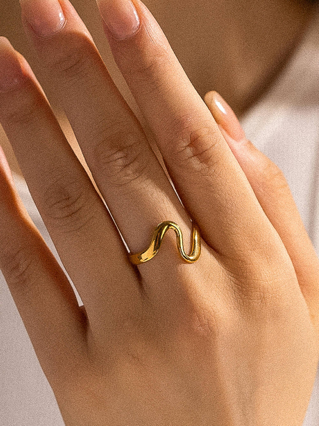 18K Non-Tarnish Abstract Ring-Gold
