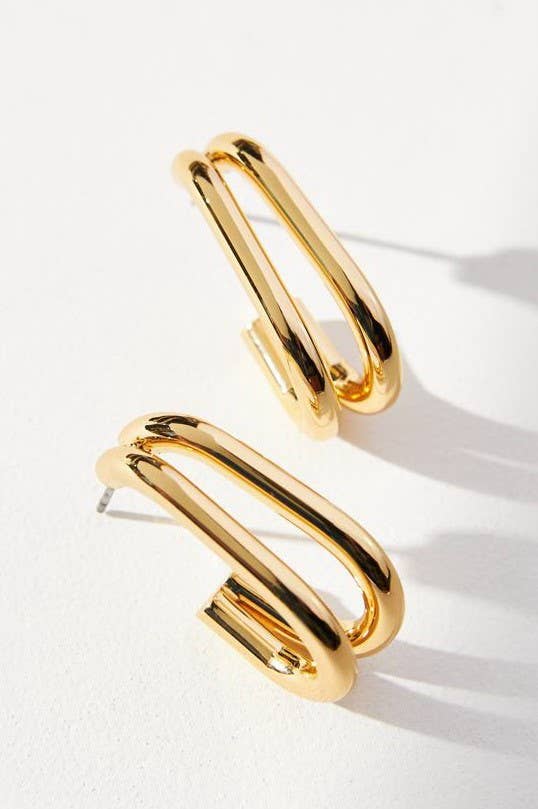 Bailey Non-Tarnish Double Hoop Earrings - 18k Gold Plated