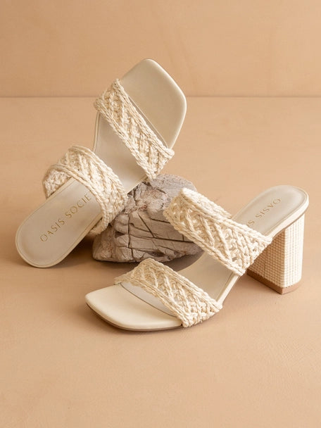 Double Woven Band Heels-Natural