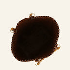 Basket Weave Bamboo Top Handle Square Tote Bag-Brown