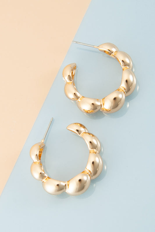 Bessie Twist Bubble Hoop Earrings-Gold