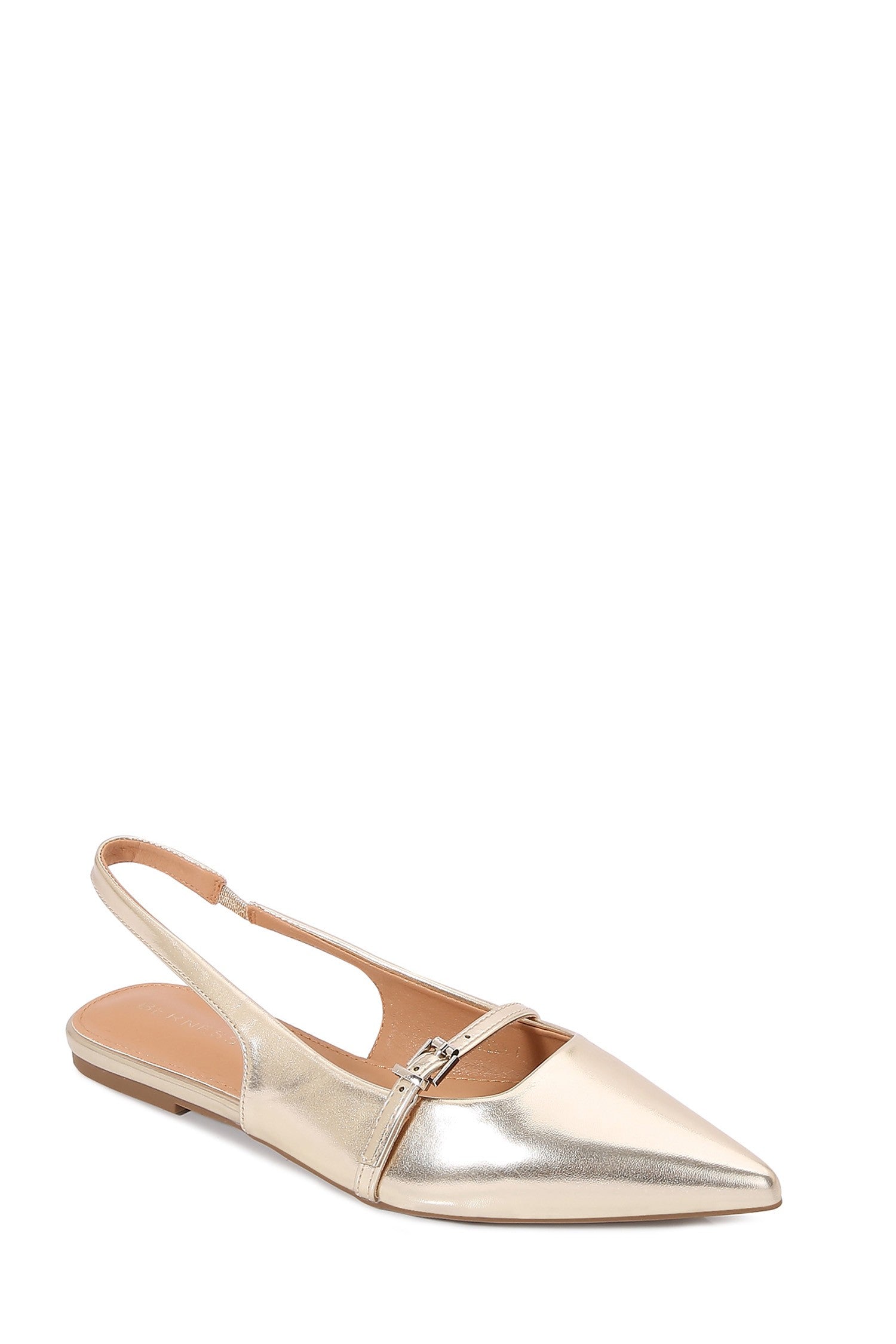 Buckled Strap Slingback Flats-Metallic Gold