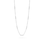 Silver bar and chain necklace on a white background