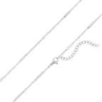 Silver bar and chain necklace on white background