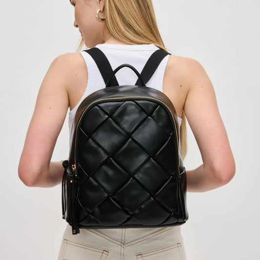 Vegan Leather Backpack-Black