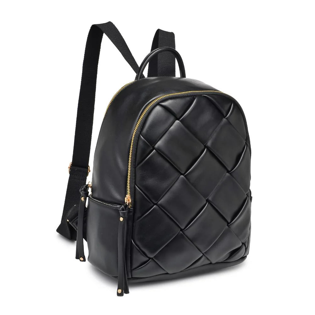 Vegan Leather Backpack-Black